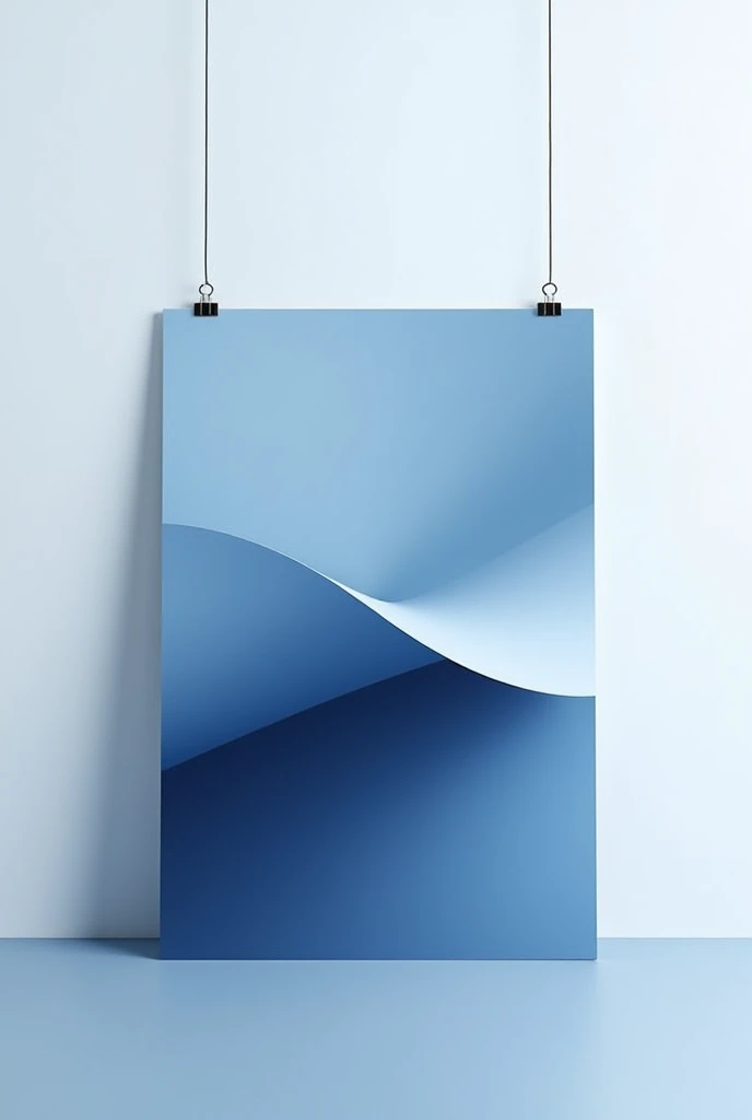 2D advertising poster in dark blue and white tones Top of the poster more pronounced very sober design shades of blue Clear separation of the design at the top of the image, white background at the bottom No 3D