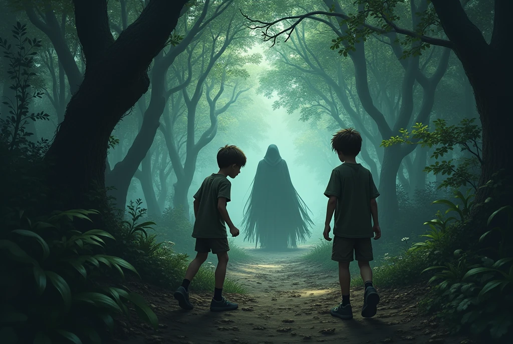 The two boys on the path in the Forbidden Forest. they find one that seems to be waiting for someone.