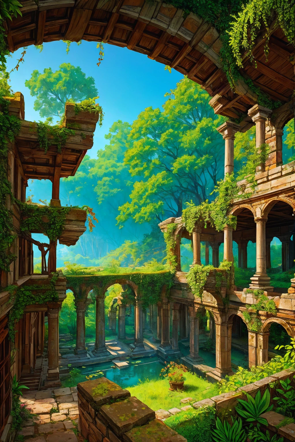 ancient overgrown stone ruins