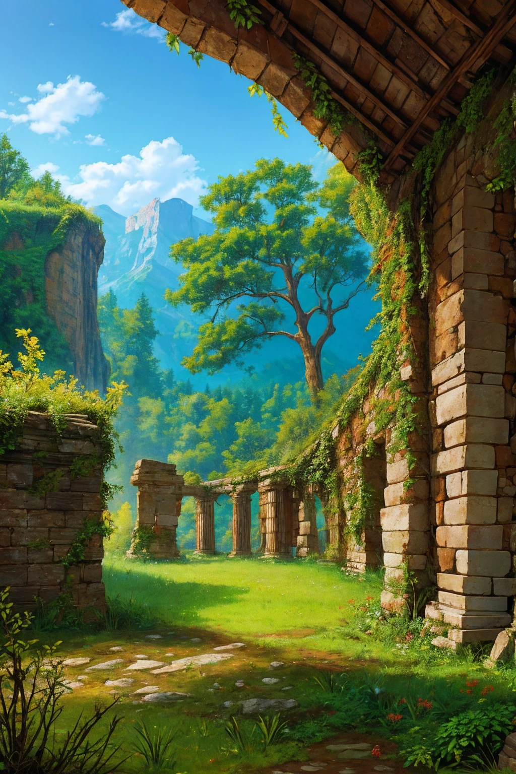ancient overgrown stone ruins