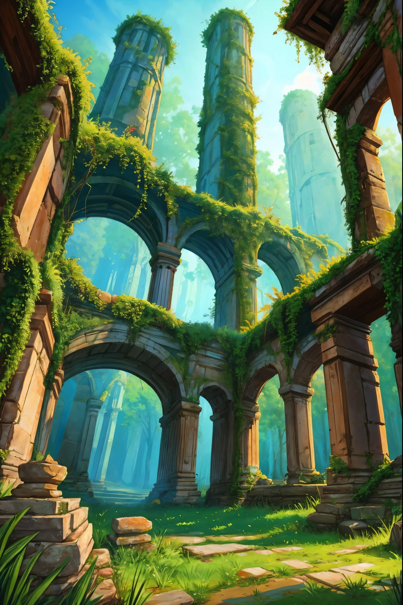 ancient overgrown stone ruins