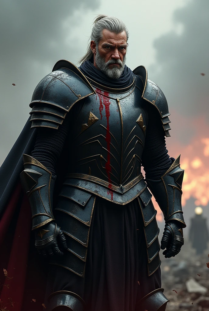Bloody knight with cool black armor