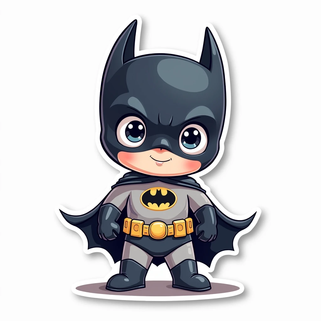 Batman , Sticker, Adorable, Pastel, Digital Art, Contour, Vector, White Background, Detailed