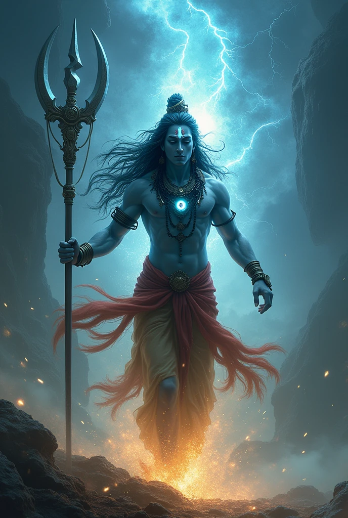 Shiv shankar name's lord( near stand trident),full dody lite,in art, tandav , third eye open lite