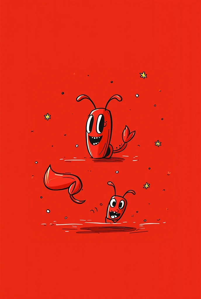 I want a "doodle art" style design, with a red background and small drawings of the Chapulin Colorado's chipote chillon. Always keeping a minimalist and simple style.