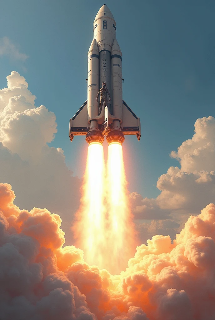 Create a person on a rocket upwards