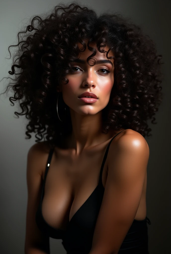 Curly hair sexy pose