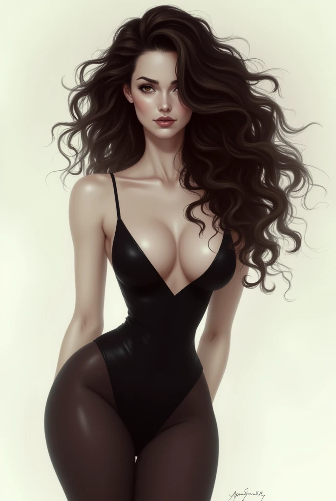 Curly hair sexy pose white skin