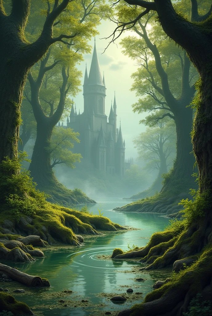 Shrek-like swamp green background