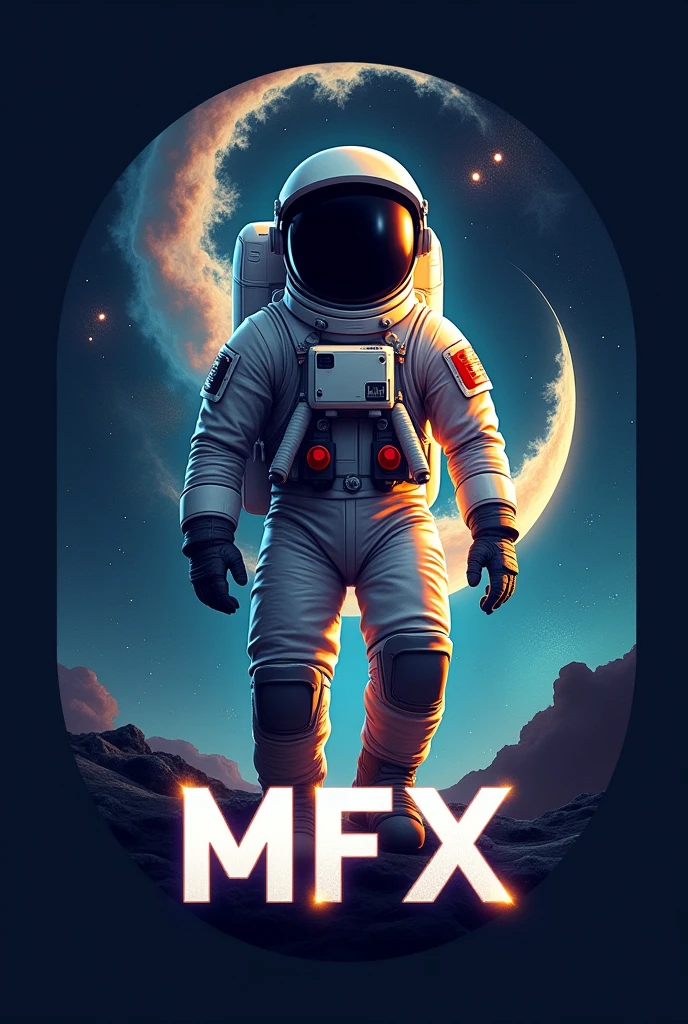 Create forex company logo using astronaut and name MFX,
Also using a more realistic style.