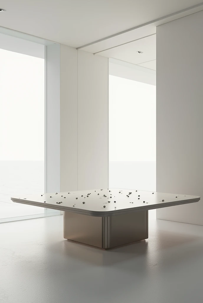 Table with several small piercings 