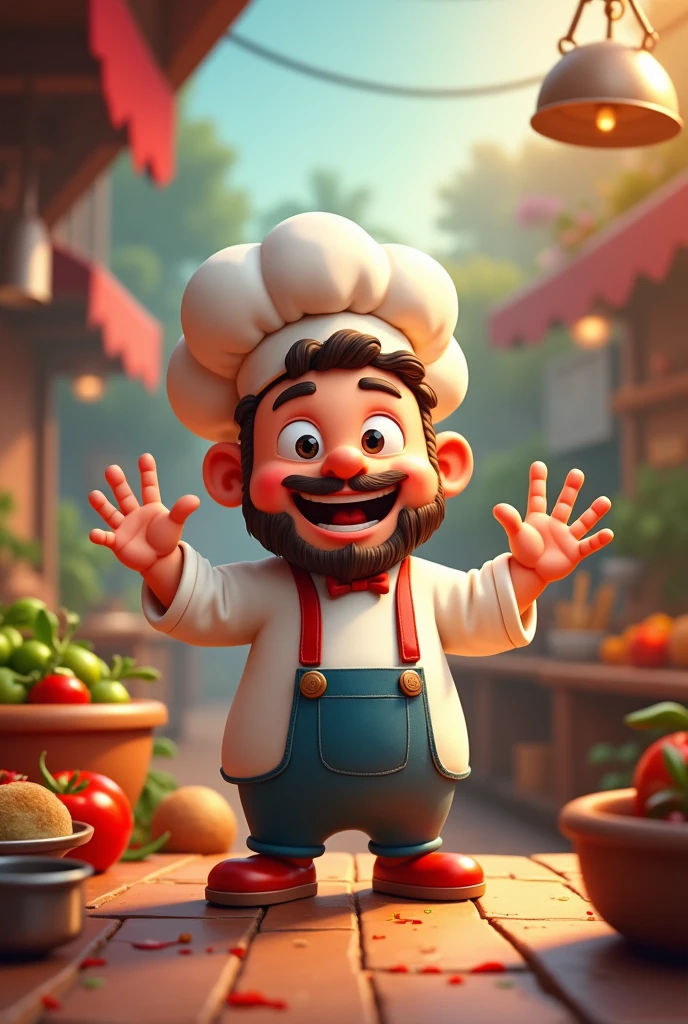 a very animated cook character with a very eye-catching background for a profile picture on tik tok