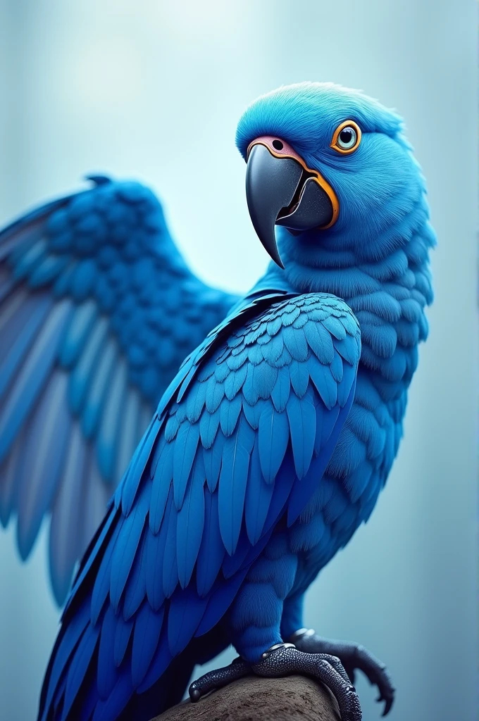 Create a blue macaw with gradient wings in shades of blue