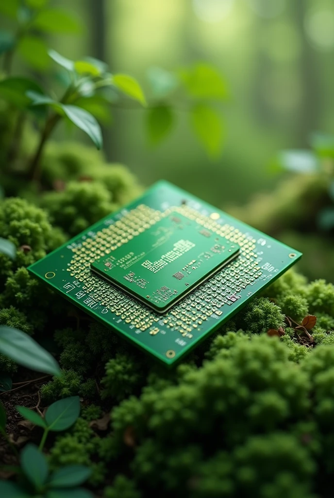 Eco green concept freindly computer processor with micro circuit