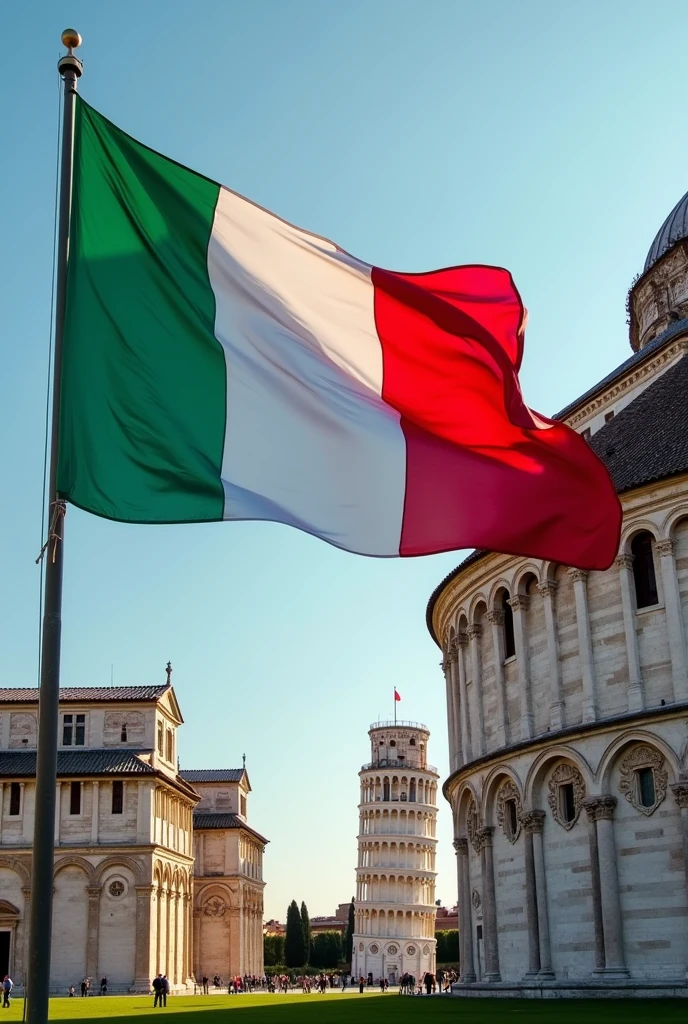 An image with dimensions for a WhatsApp group profile: the Italian flag and a monument with the clear phrase "parliamo italiano?" also add with a different font "Prof. Matias" must fit into a whatsapp group profile