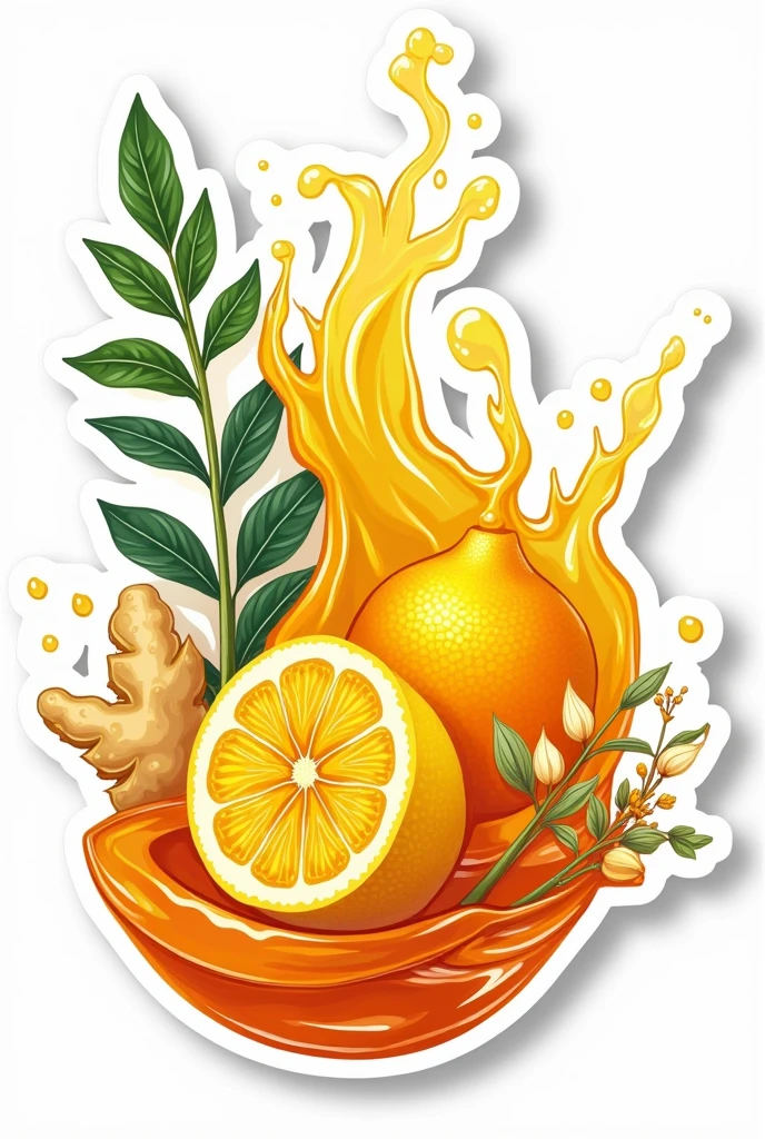 Ginger, Lemon grass, Lemon, Honey, Apple Cider Vinegar & Garlic splash jus sticker