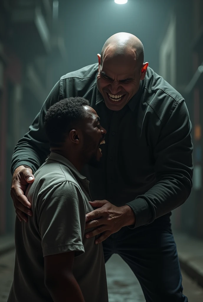 black man being abused by a white man