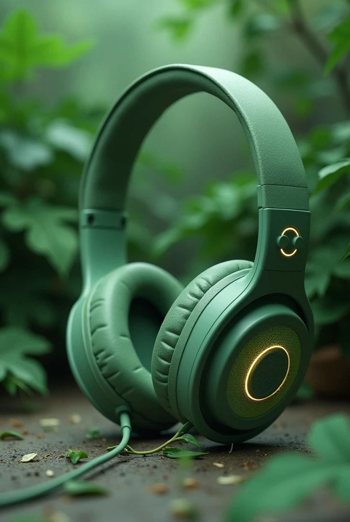 Eco green concept freindly computer headphone , quality lights
