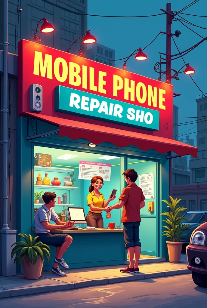 Sop name Mj mobile shop mobile repairing poster