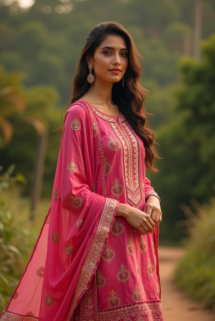 vazro pink kurti on maroon printed design and matching pajama and shawl