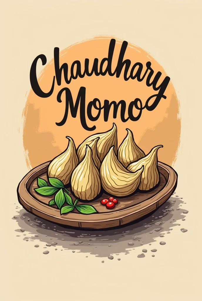 Create a logo for the my client that sell momo and shop name is Chaudhary momo