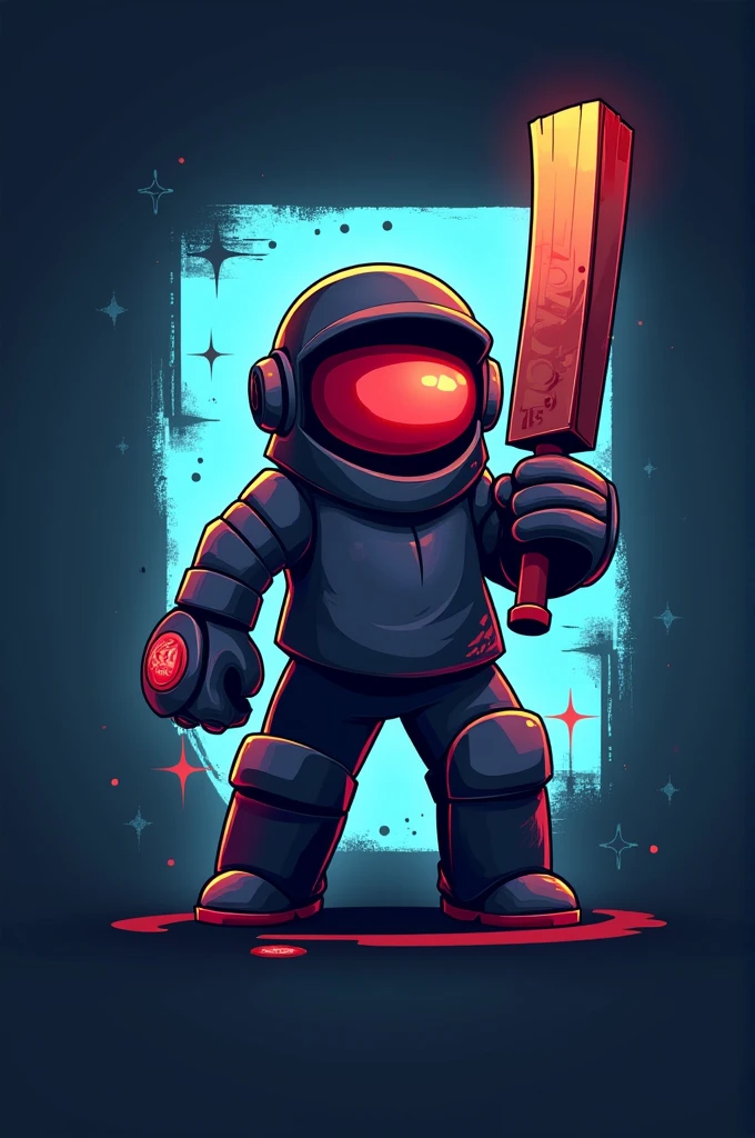 Make a gaming logo who is mixed a game like among us, real cricket24 and amongus