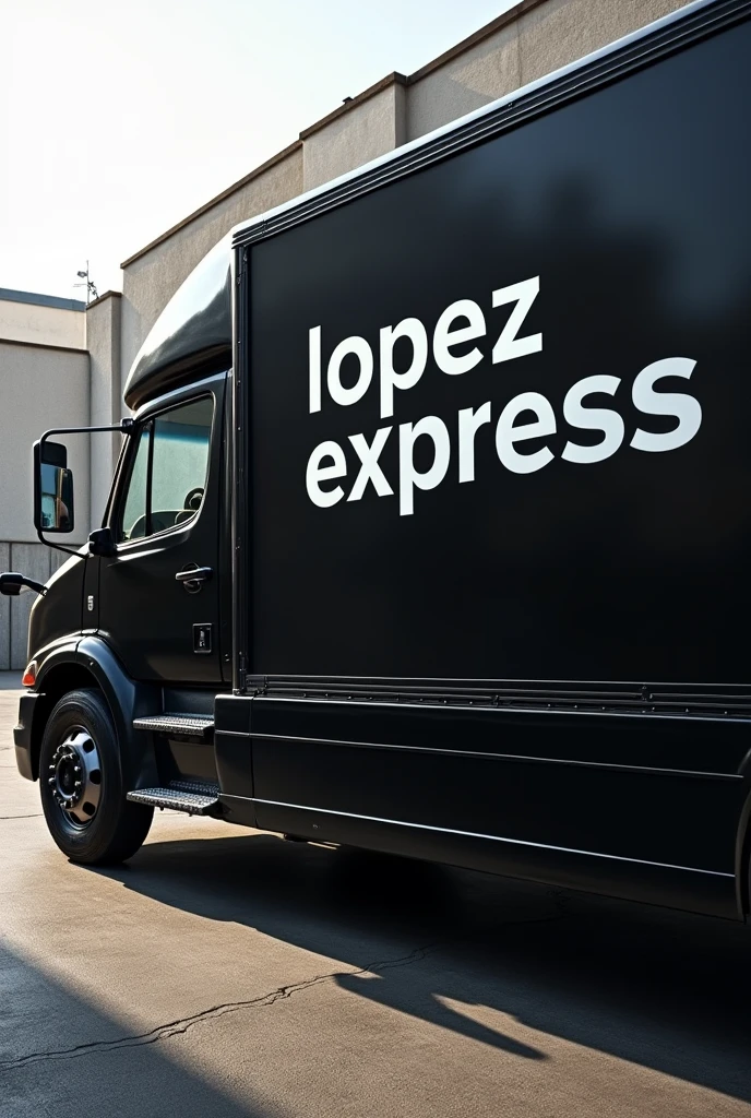 Super realistic black VAN truck with writing on the body: "LOPEZ EXPRESS" 
