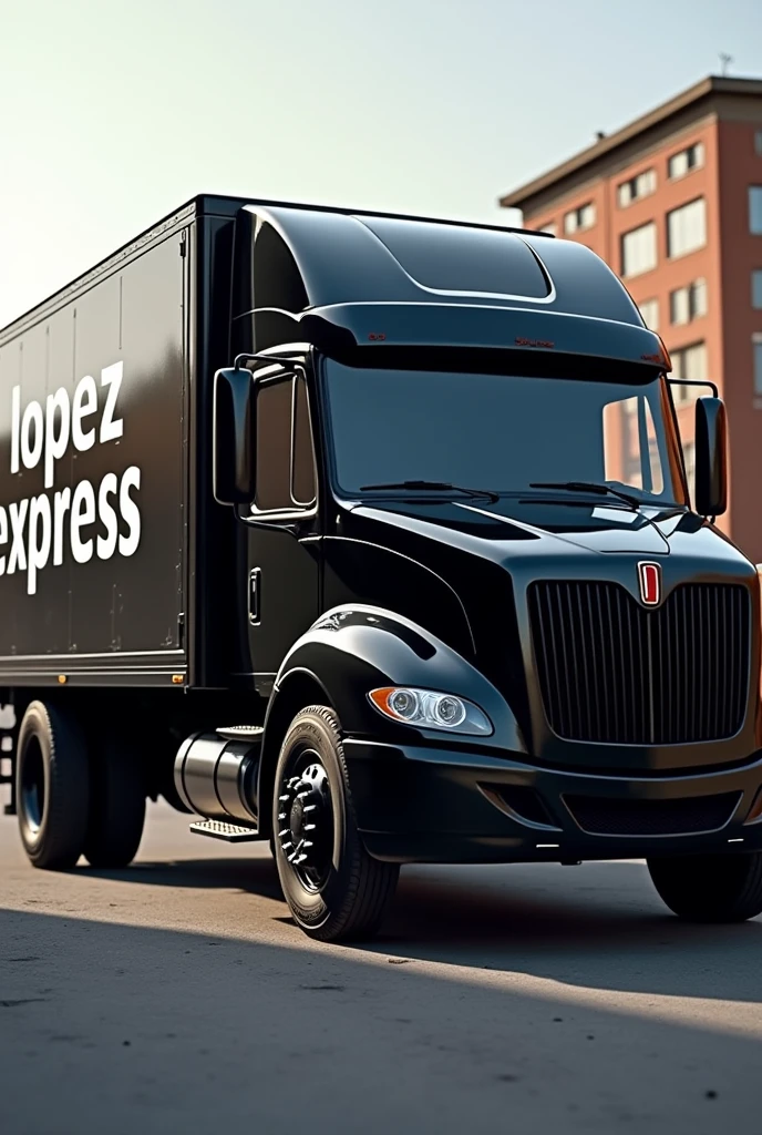 Super realistic black VAN truck with writing on the body: "LOPEZ EXPRESS" 