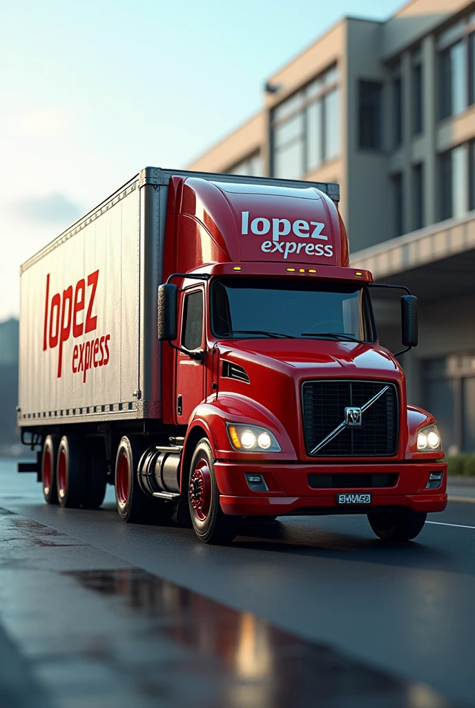 Super realistic van truck with writing on the body: "LOPEZ EXPRESS" 