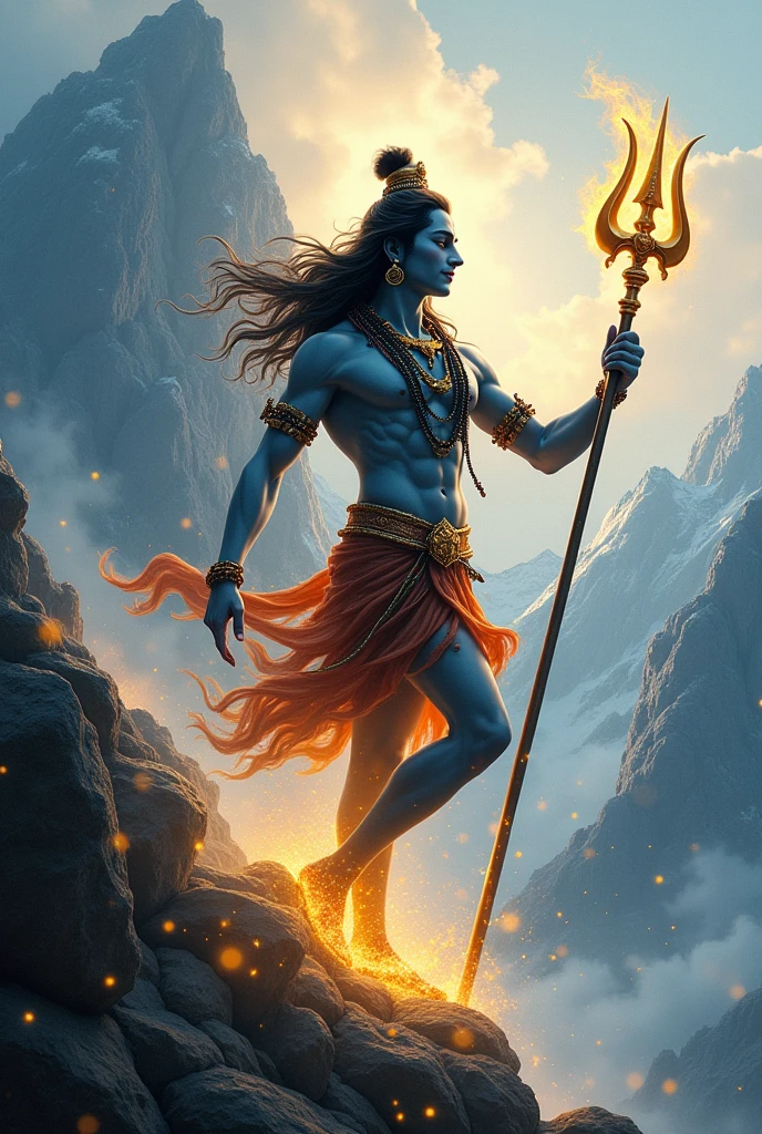 Shiv shankar name's lord( near stand trident),full dody lite,in art,  tandav , danger , mountain 