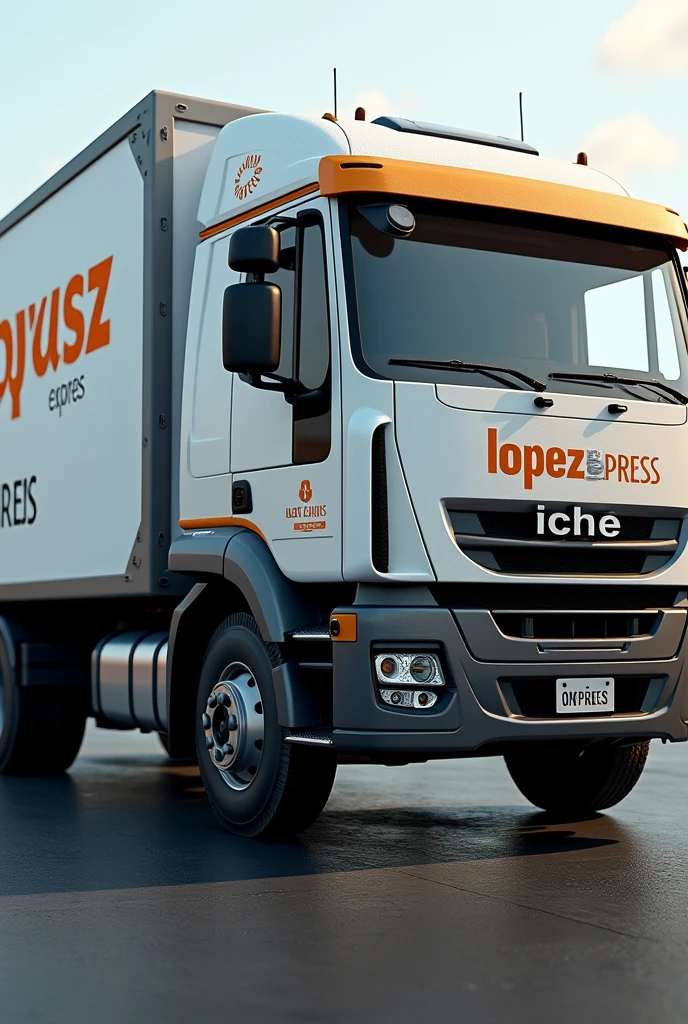 Super realistic van truck with writing on the body: "LOPEZ EXPRESS"