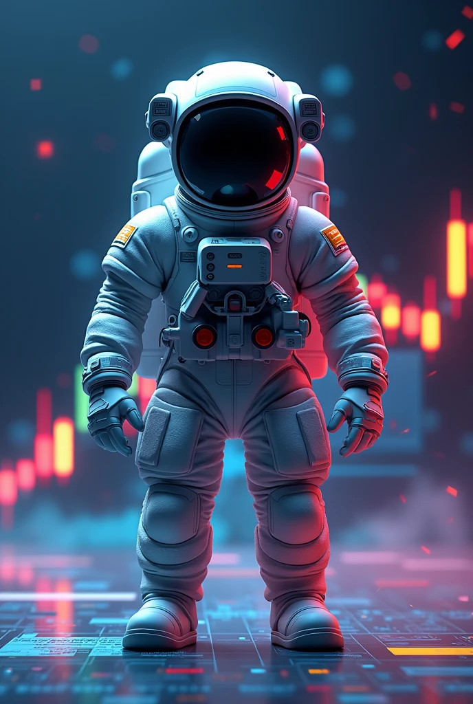 Create a logo for a company focused on the forex industry, used finance charts and also using an astronaut along with the name MFX. I want a realistic 3D image.