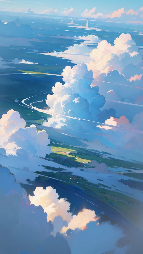 The sky is blue、Clouds drift by.,A river in the middle of a deep forest,attractive, One worth looking for, Shortcuts, ribbon, masterpiece,