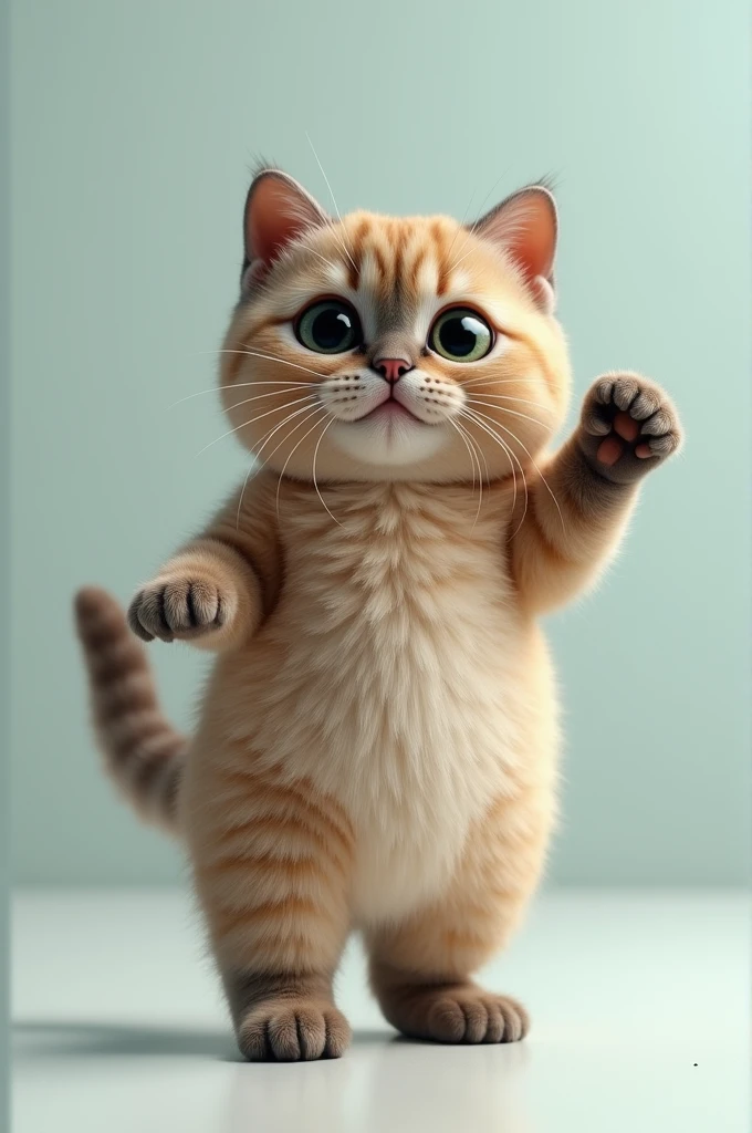 An exotic shorthair cat standing and dancing