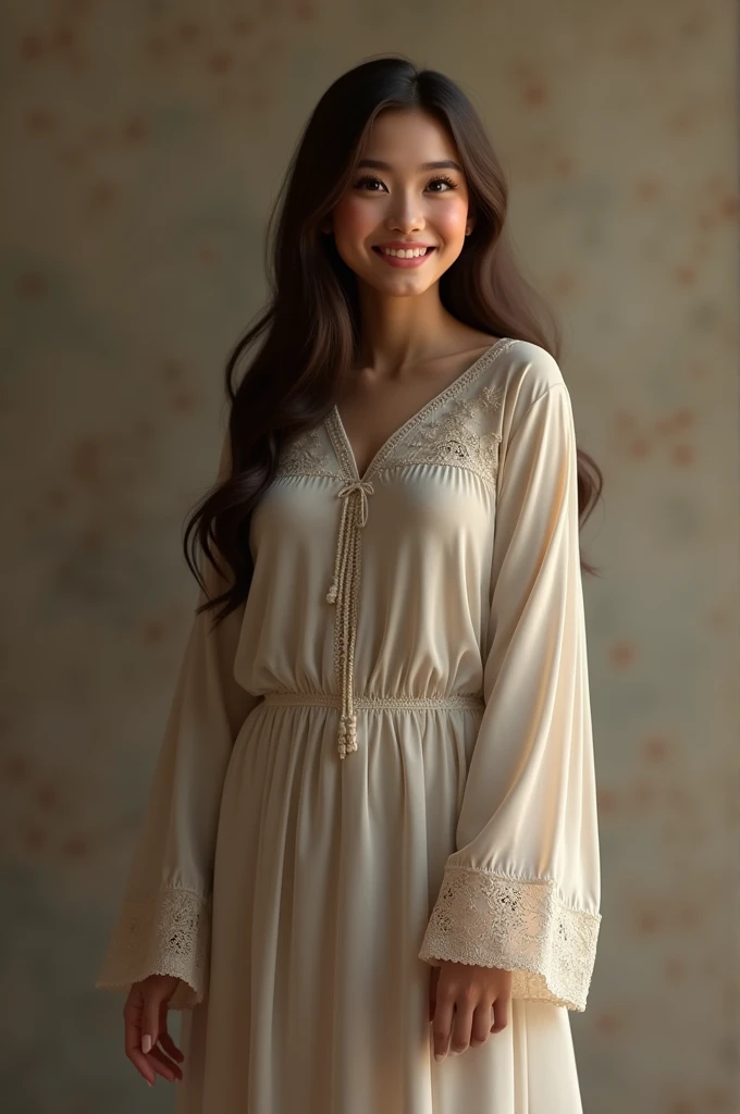 Arab girl, beautiful smile, curvy hourglass body, wearing abaya
