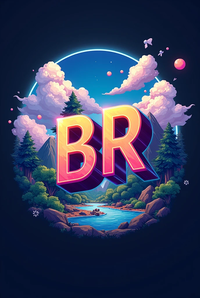 MAKE A LOGO WITH LETTER BR with anime baground