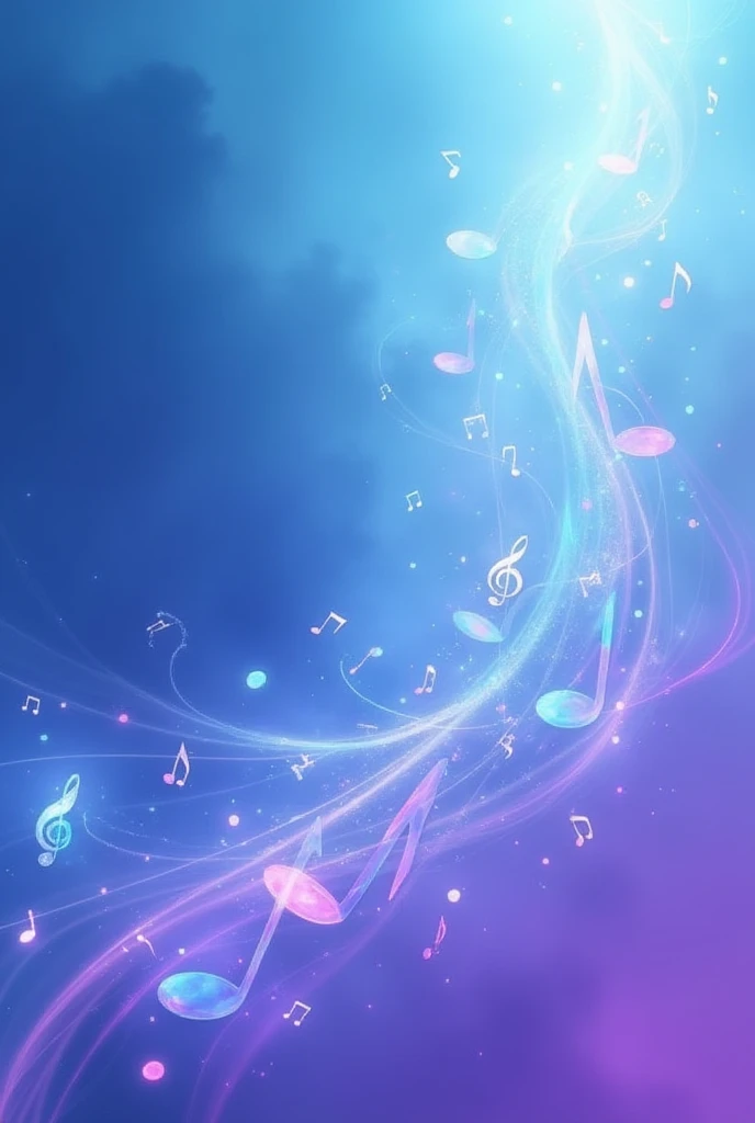 Blue and purple gradient with flying musical notes high quality