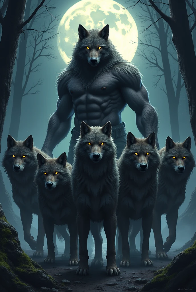 Lone werewolf with his pack