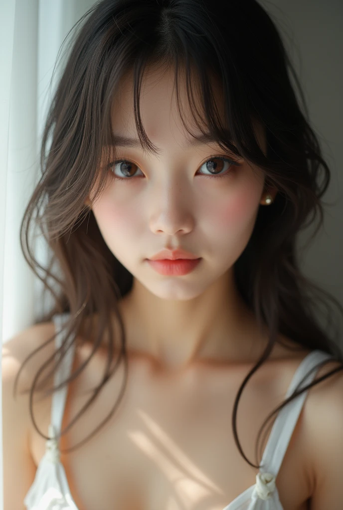 (nude), Highest quality, (Realistic:1.4), (flatchest), RAW Photos, Of Japanese, Alone, cute, (A shy smile:0.5), (Brown eyes, Light in your eyes), Beautiful face in every detail,,(High resolution detail of human skin texture), nude,Down to the feet,Small nipples, Middle school students, (very young), height 140 cm