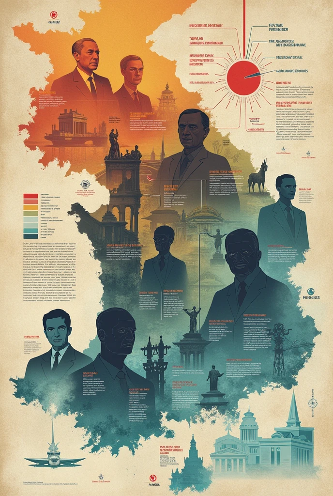A conceptual map of the presidents who ruled the Fourth Republic, highlighting the main features of his government.