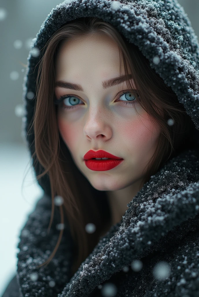 Russian women big pumped lips red lipstick super delicious body super detailed face lips eyes super big forehead wrinkles snowfall 