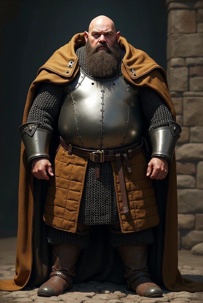 Dwarf In the historical armor of the 15th century With chain mail and a quilted jacket
