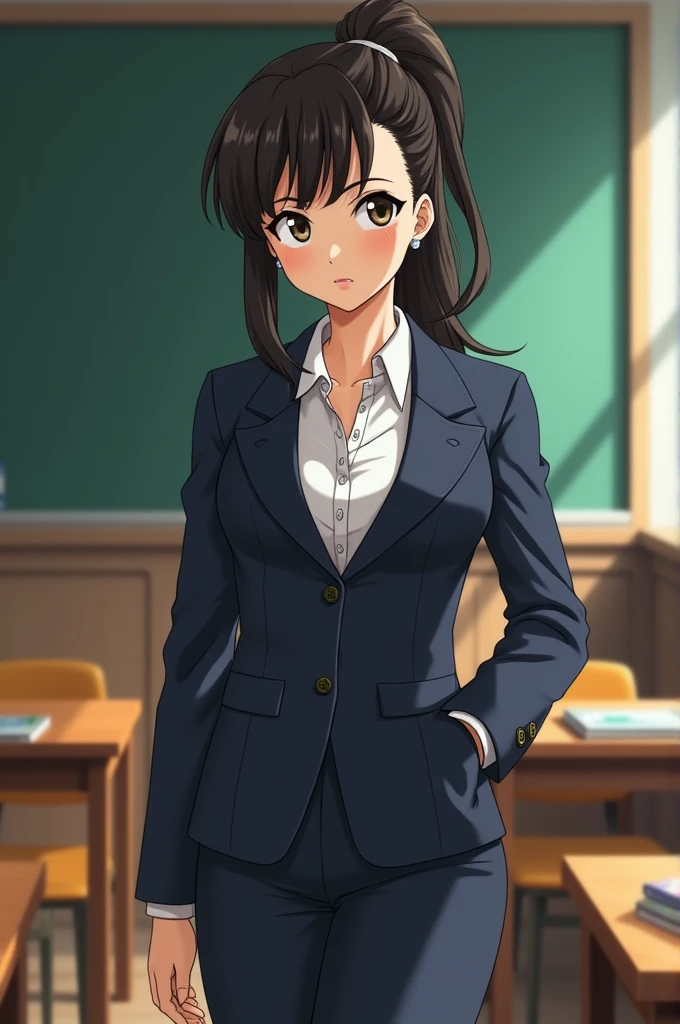 Chichi from dragon ball z dressed as a teacher