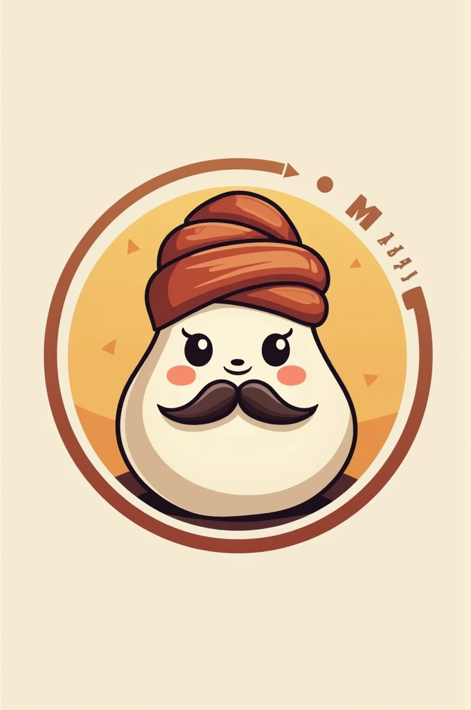 Create a logo for my that selling momo and please note in logo use a momo in circle shape that wear a turban and that have mustache