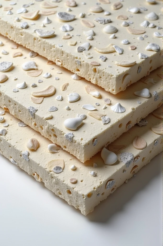generate an hd realistic 3d wall thermal insulation made out of oyster shells (talaba) from the Philippines. it's an innovation. make it advanced 