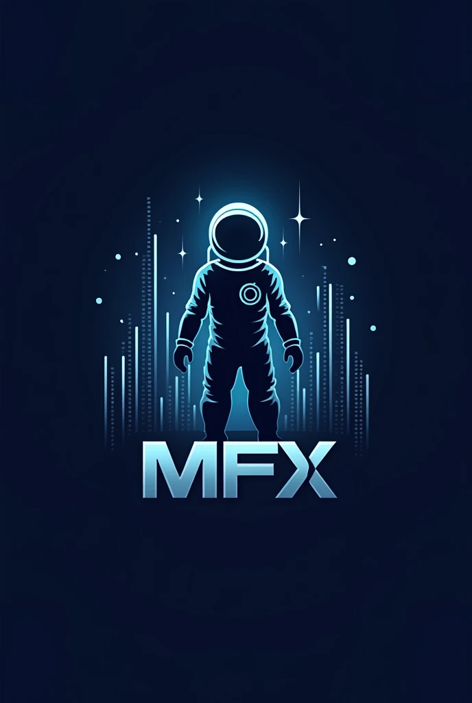 Create a logo for a company focused on the forex industry, used financial chart candles and also using an astronaut along with the name MFX