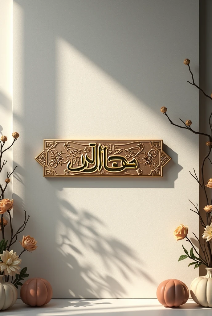 A nameplate in aesthetic background. There will be written 'HasbunAllah' with correct spelling.