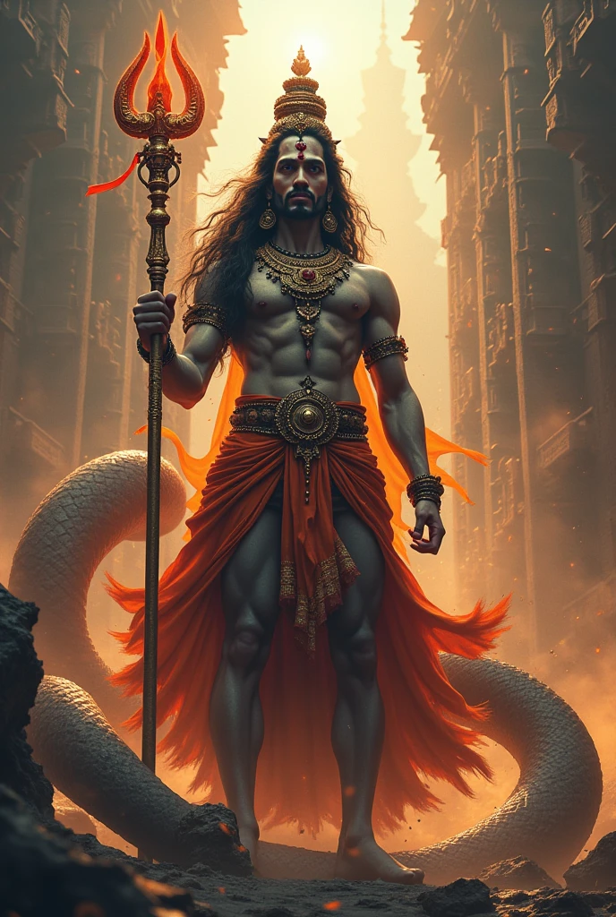 Shiv shankar nam'lord(near stand trident)power lite focus  art ,    very big snake  near focus 