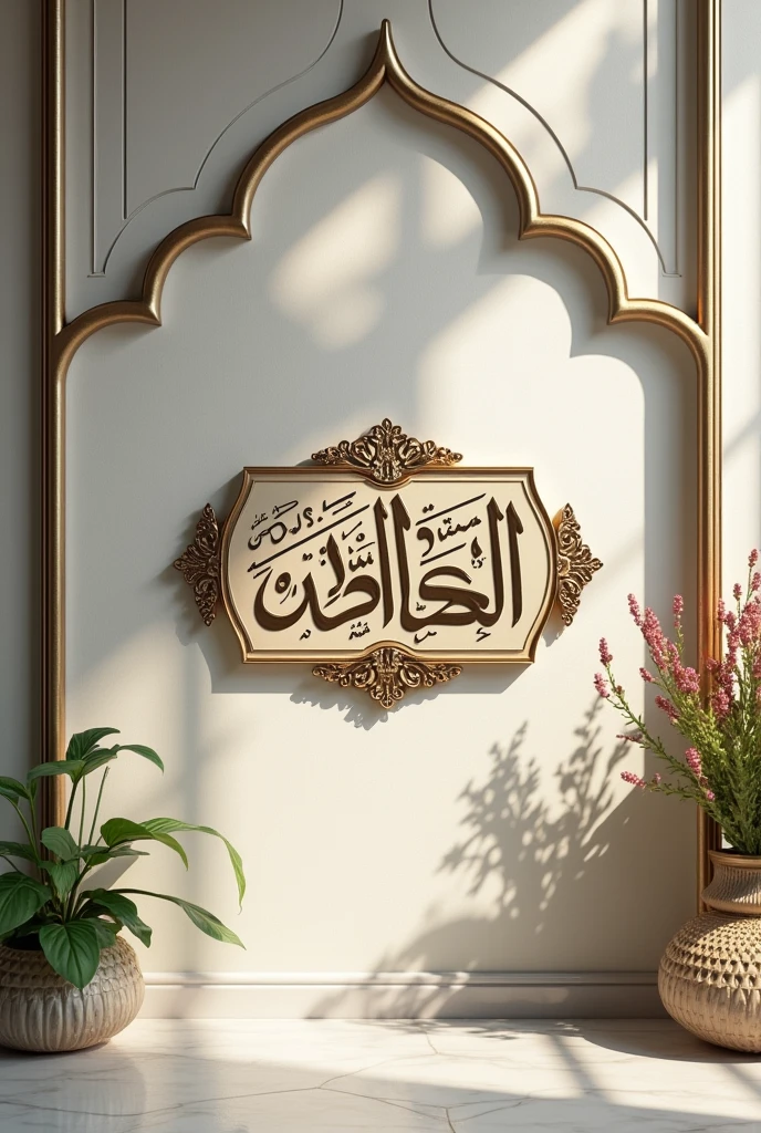 A nameplate in aesthetic background. There will be written 'HasbunAllah' with correct spelling.