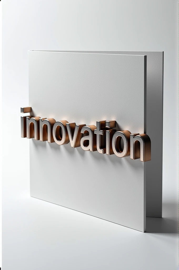 Invitation card for an exibition on which the word innovation is written in 3d and stylish and modern way only